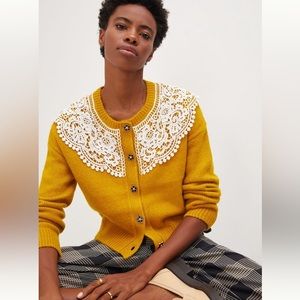 ANTHROPOLOGIE Maeve Lace Collar Cardigan
